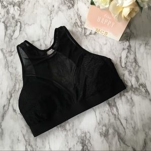 Nicole Miller | black mesh & lace bra top